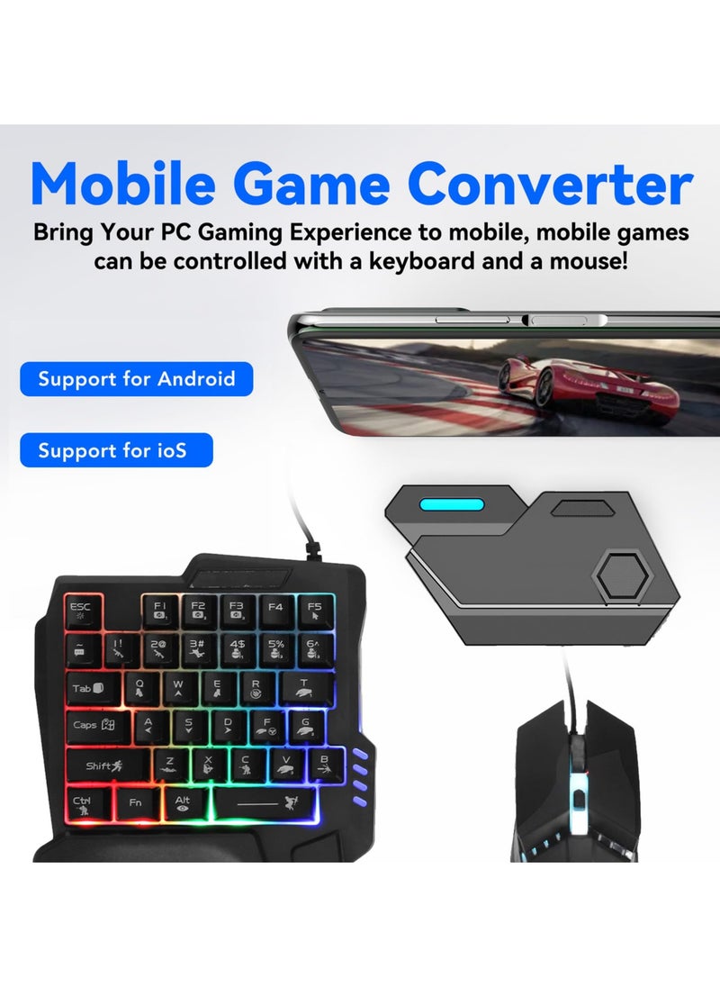 4 in 1 Mobile Game Combo Pack, Mix Se Converter + K13 Keyboard + G4 Mouse + Stand Handy Keyboard and Mouse Set, 5.0 Connection, for Android for iOS.