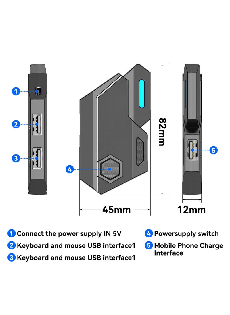 4 in 1 Mobile Game Combo Pack, Mix Se Converter + K13 Keyboard + G4 Mouse + Stand Handy Keyboard and Mouse Set, 5.0 Connection, for Android for iOS.