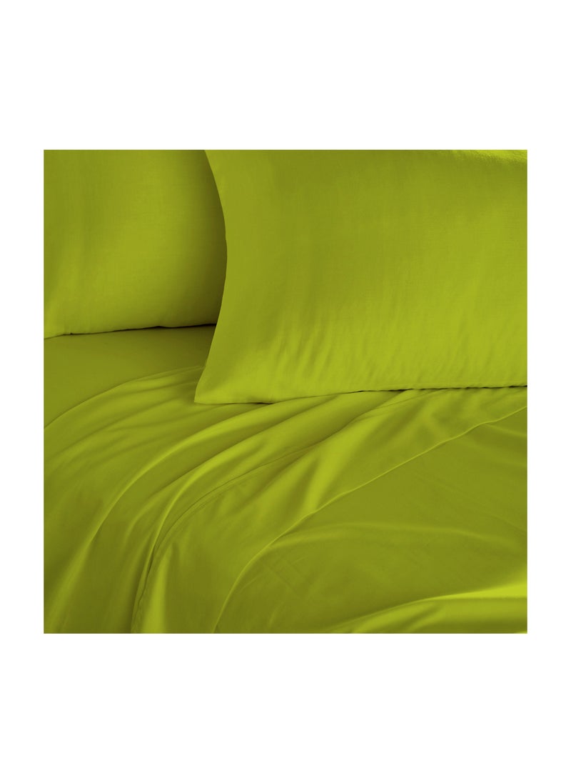 Queen Size Green 4 Ps Set Soft Wrinkle Microfiber Bed Sheet Set with Pillow Covers 1 Flat Sheet 230X305cm 1 Fitted Sheet 150X200cm 2 Pillowcases 50X75cm