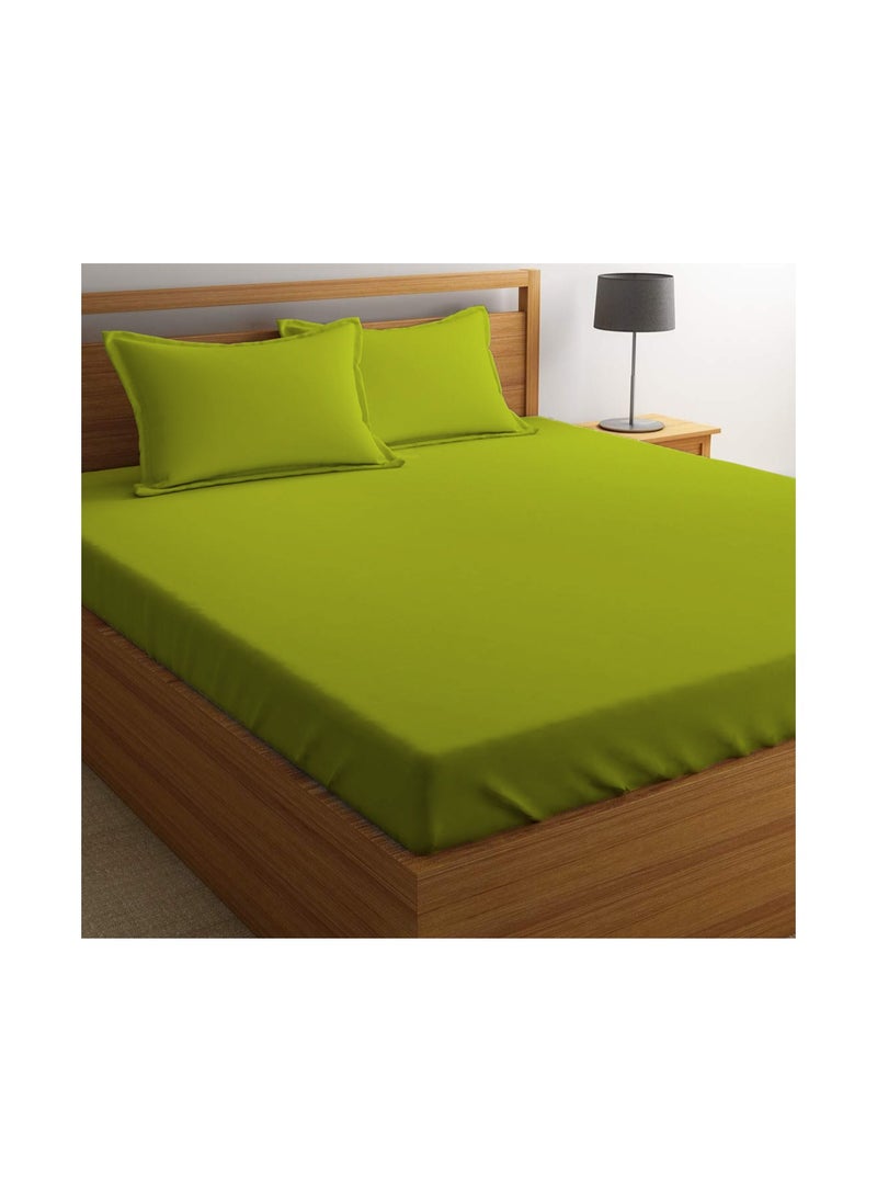 Queen Size Green 4 Ps Set Soft Wrinkle Microfiber Bed Sheet Set with Pillow Covers 1 Flat Sheet 230X305cm 1 Fitted Sheet 150X200cm 2 Pillowcases 50X75cm