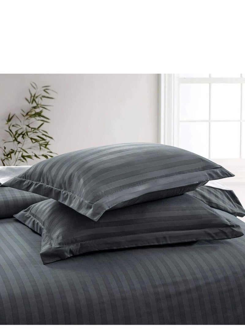TW Premier Hotel Duvet Cover Stripe 240x260cm King Size 6 Pcs Set, 1 Duvet Cover 260x240cm (Without Filling), 1 Fitted Sheet 200x200+30cm, 2 Pillow Cases 50x75+5cm, 2 Pillow Cases 50x75cm