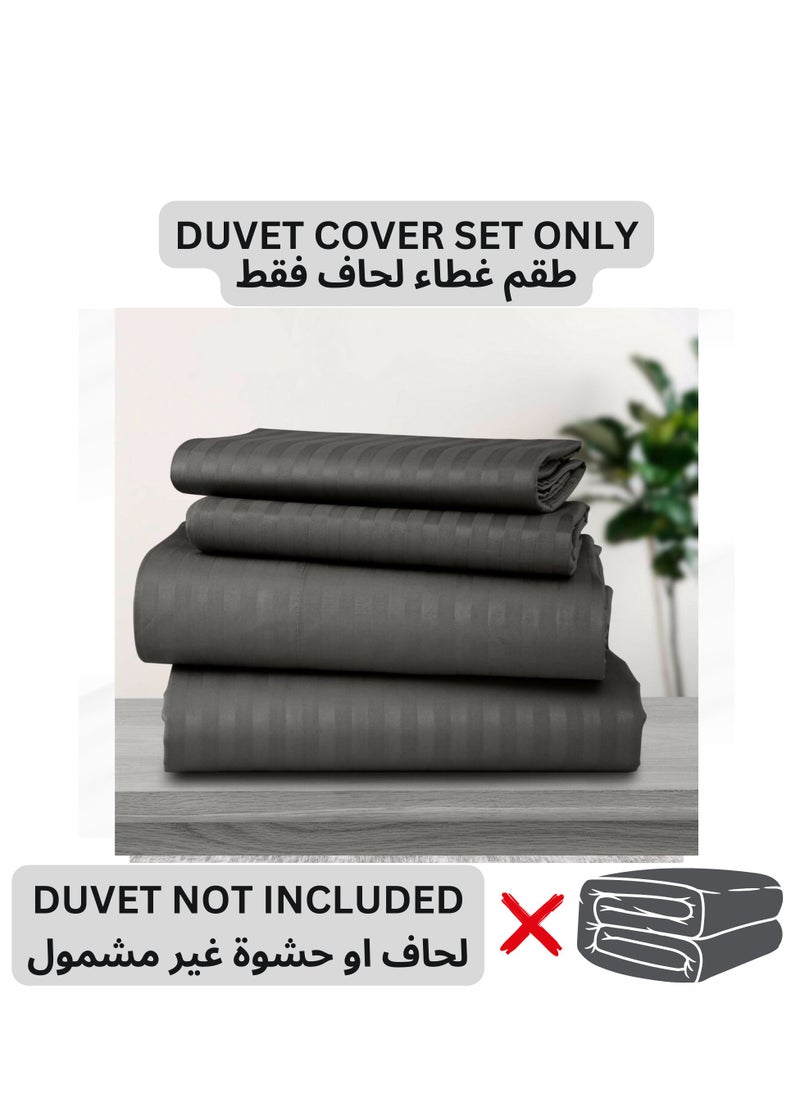 TW Premier Hotel Duvet Cover Stripe 240x260cm King Size 6 Pcs Set, 1 Duvet Cover 260x240cm (Without Filling), 1 Fitted Sheet 200x200+30cm, 2 Pillow Cases 50x75+5cm, 2 Pillow Cases 50x75cm