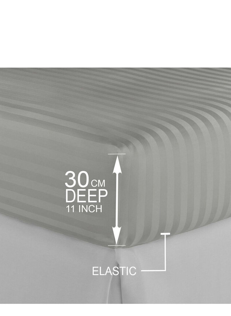 TW Premier Hotel Duvet Cover Stripe 240x260cm King Size 6 Pcs Set, 1 Duvet Cover 260x240cm (Without Filling), 1 Fitted Sheet 200x200+30cm, 2 Pillow Cases 50x75+5cm, 2 Pillow Cases 50x75cm