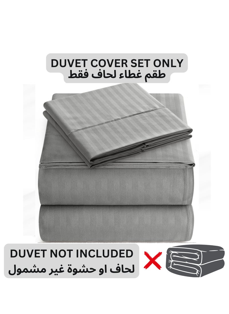 TW Premier Hotel Duvet Cover Stripe 240x260cm King Size 6 Pcs Set, 1 Duvet Cover 260x240cm (Without Filling), 1 Fitted Sheet 200x200+30cm, 2 Pillow Cases 50x75+5cm, 2 Pillow Cases 50x75cm