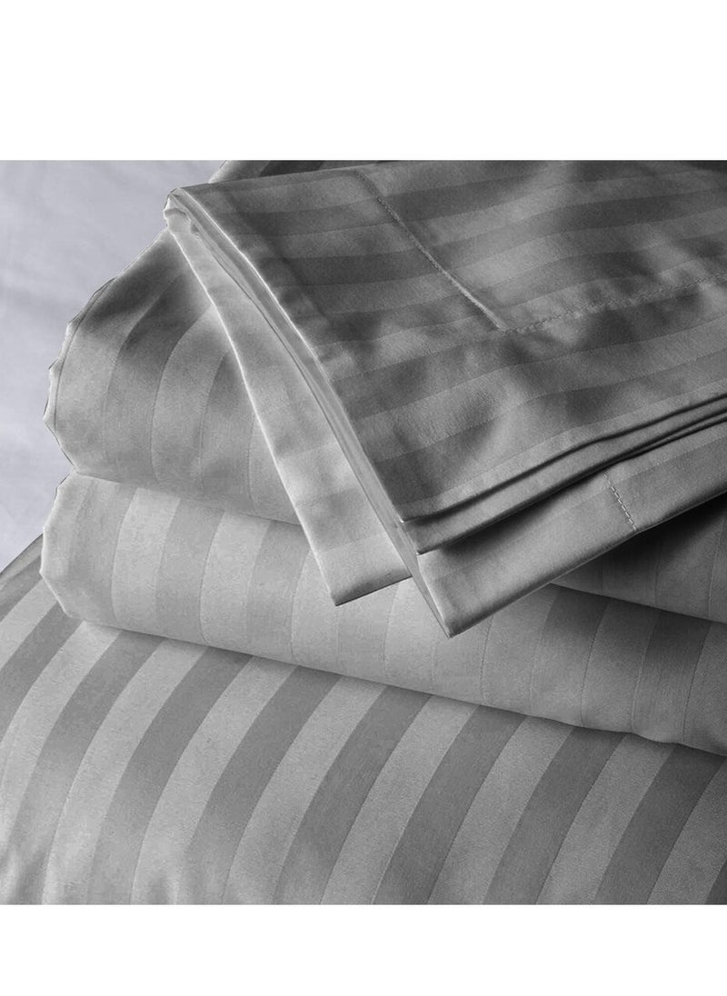 TW Premier Hotel Duvet Cover Stripe 240x260cm King Size 6 Pcs Set, 1 Duvet Cover 260x240cm (Without Filling), 1 Fitted Sheet 200x200+30cm, 2 Pillow Cases 50x75+5cm, 2 Pillow Cases 50x75cm