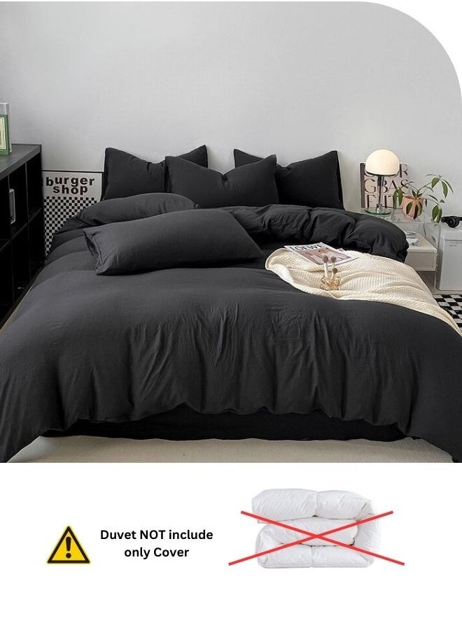 6 Piece King Size Bed Set Without Filler, Washable Cotton, Black.