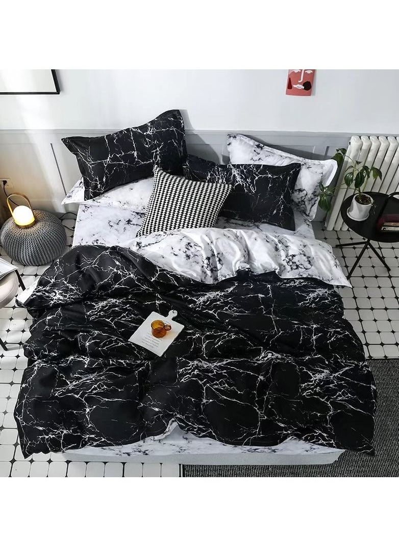 4-Piece Single Size Duvet Cover Set 1 Duvet Cover+1 Fitted Sheet+2 Pillow Cases Microfibre NATSUKASHII Duvet Cover - 160x210 cm Fitted Sheet - 120x200+25 cm Pillow Cover-Microfiber Multicolour