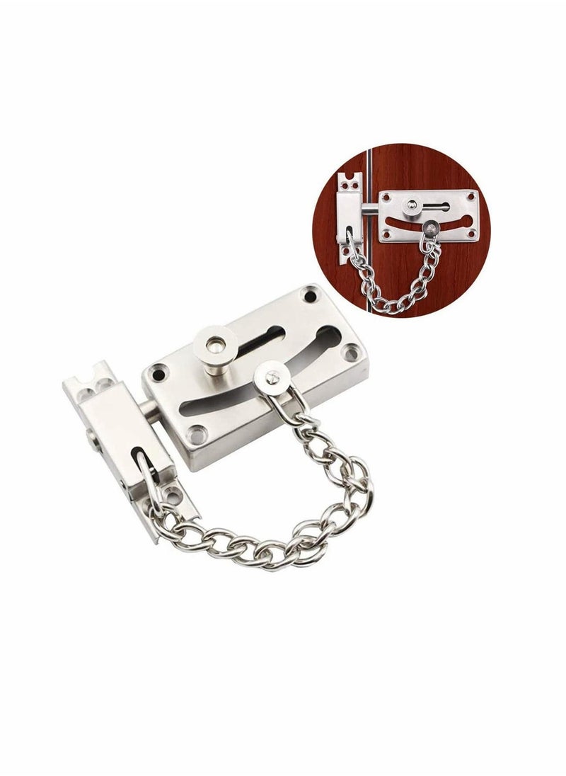 Slide Bolt Latch Gate Latches Safety Door Lock with Anti-Theft Chain and Spring Heavy Duty Stainless Steel Brushed Nickel Finish Slide Bolt Latch Gate Latches Safety Door Lock
