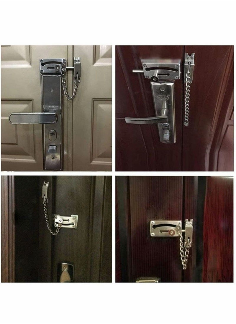 Slide Bolt Latch Gate Latches Safety Door Lock with Anti-Theft Chain and Spring Heavy Duty Stainless Steel Brushed Nickel Finish Slide Bolt Latch Gate Latches Safety Door Lock