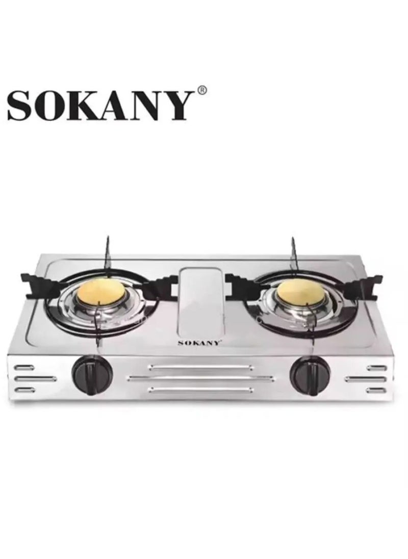 Sokany SK-07022 Stainless Steel Gas Stove 2 Burners Stainless Steel New Arrivals 2024