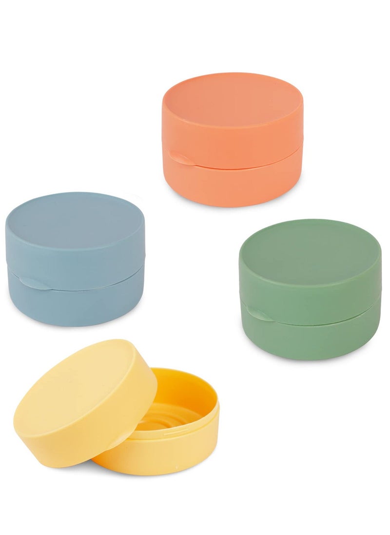 Travel Soap Box Holder Case, 4 Pcs Portable Leak Proof Round Soap Dishes Container with Lid for Shower Gym Bathroom(4 Small)