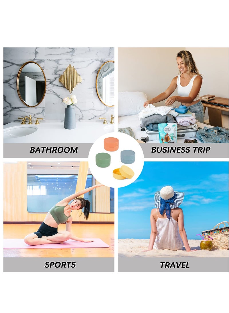 Travel Soap Box Holder Case, 4 Pcs Portable Leak Proof Round Soap Dishes Container with Lid for Shower Gym Bathroom(4 Small)