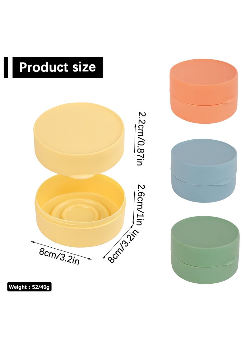 Travel Soap Box Holder Case, 4 Pcs Portable Leak Proof Round Soap Dishes Container with Lid for Shower Gym Bathroom(4 Small)
