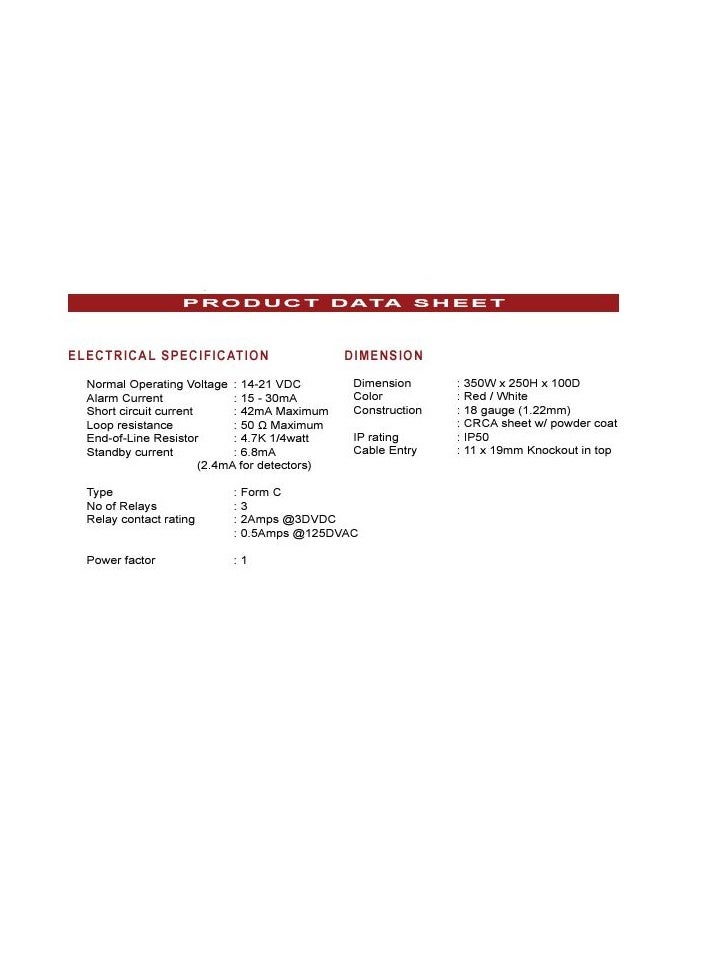 Ravel RE-104 Conventional Fire Alarm Panel System, 4 – Zones