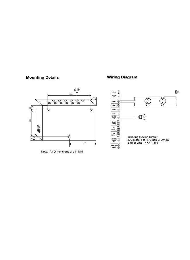 Ravel RE-104 Conventional Fire Alarm Panel System, 4 – Zones