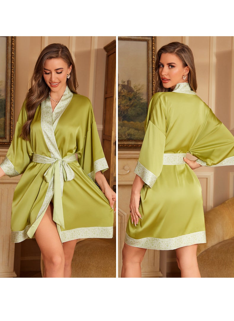 2024 Satin Sleepwear Robe Elegant Cool-Touch Summer WP3370 Awakening Spring Love Letter
