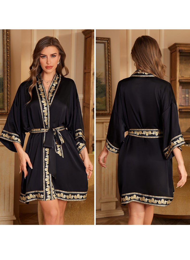 2024 Satin Sleepwear Robe Elegant Cool-Touch Summer WP3370 floating ghosting