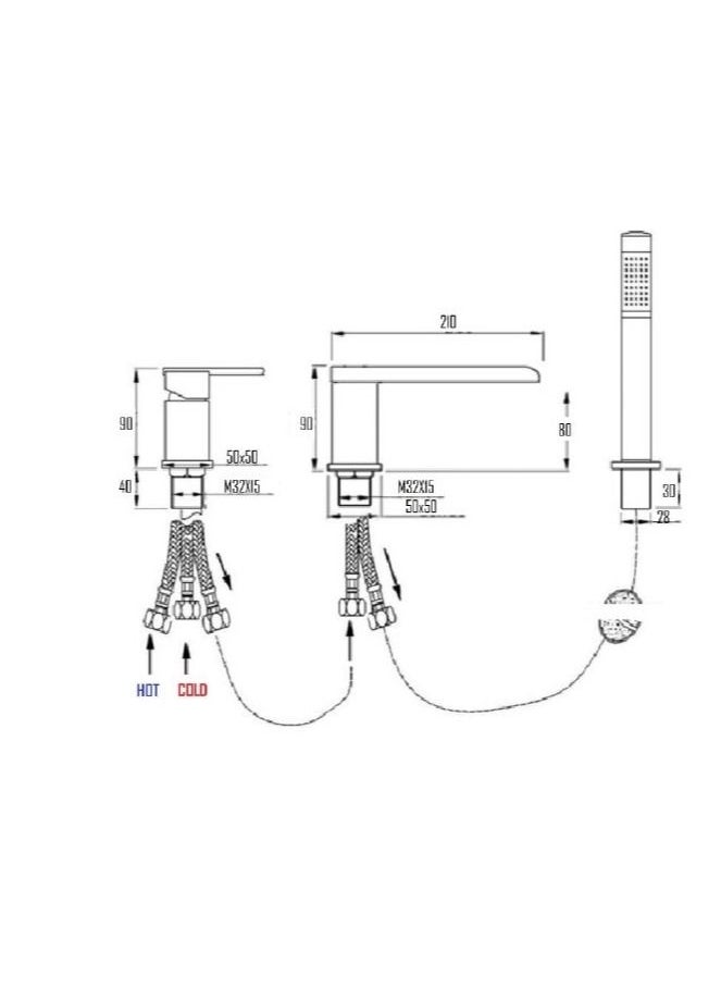 Waterfall Deck Mounted Bath Mixer