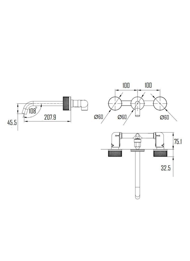 Kalmar 3 Holes Concealed Basin Mixer