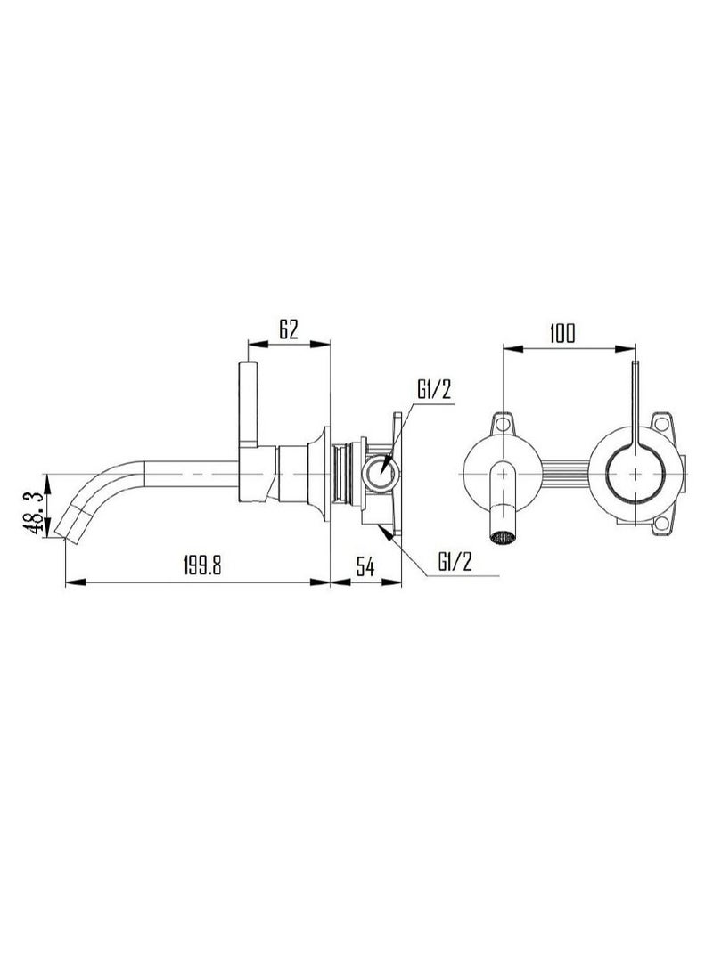 Bromma 2 Taps Hole Wall Mounted Mixer