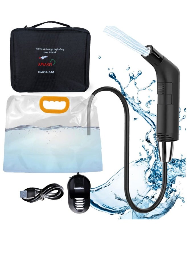 Junaris Portable Bidet Sprayer Set For Travel | Rechargeable Bidet   Sprayer | Handheld Camping Bidet Shower Sprayer with 2.3L Water Tank, 800mAh Battery,Foldable Plastic Bag (Black)