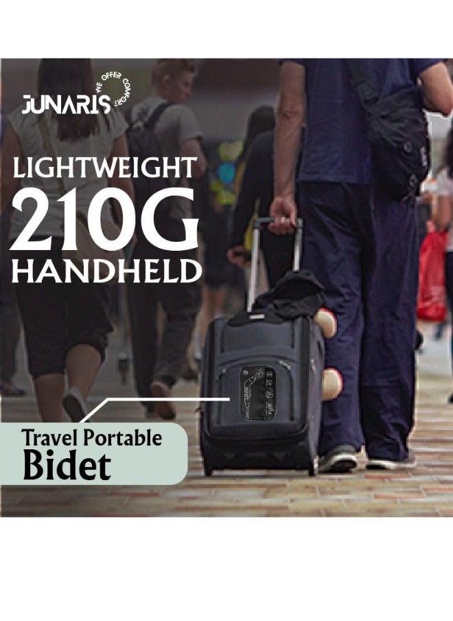 Junaris Portable Bidet Sprayer Set For Travel | Rechargeable Bidet   Sprayer | Handheld Camping Bidet Shower Sprayer with 2.3L Water Tank, 800mAh Battery,Foldable Plastic Bag (Black)