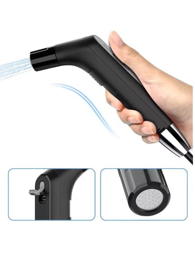 Junaris Portable Bidet Sprayer Set For Travel | Rechargeable Bidet   Sprayer | Handheld Camping Bidet Shower Sprayer with 2.3L Water Tank, 800mAh Battery,Foldable Plastic Bag (Black)