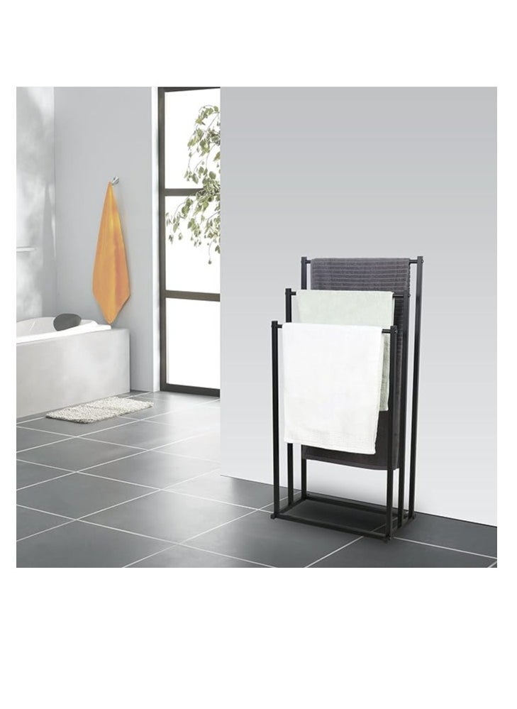 3 Tier Freestanding Towel Rack Multifunctional Drying Stand with 3 Bars Metal Towel Holder