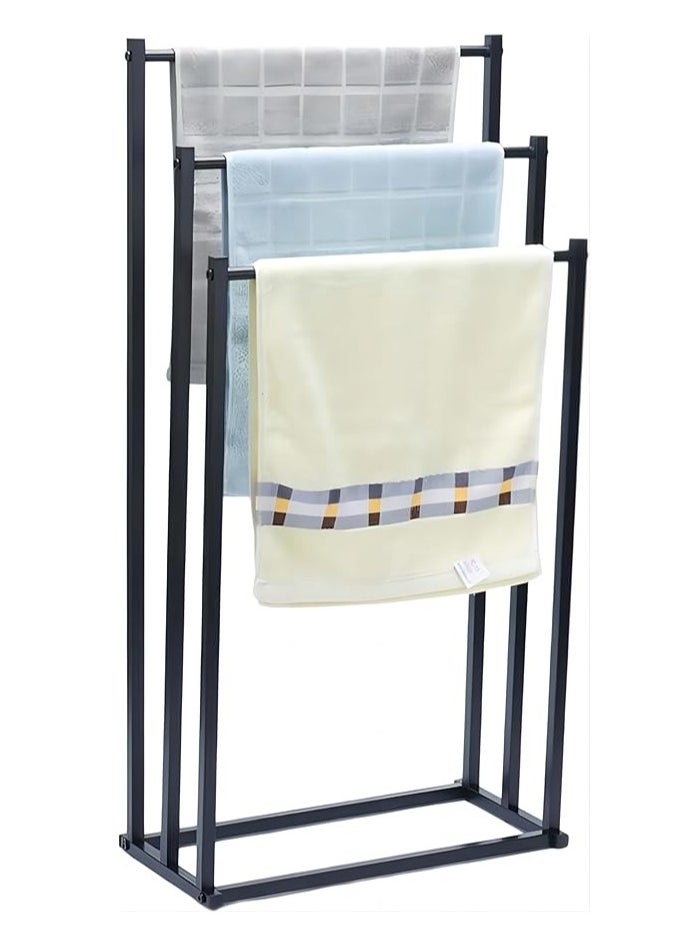 3 Tier Freestanding Towel Rack Multifunctional Drying Stand with 3 Bars Metal Towel Holder