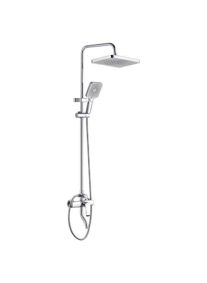 Milano Kobe Rain Shower Complete Set-Sq Chrome | Chrome plated metal Complete Shower Set | Rain Mixer Shower Combo Set Wall Mounted Rainfall Shower System For Toilet Bathroom - Chrome