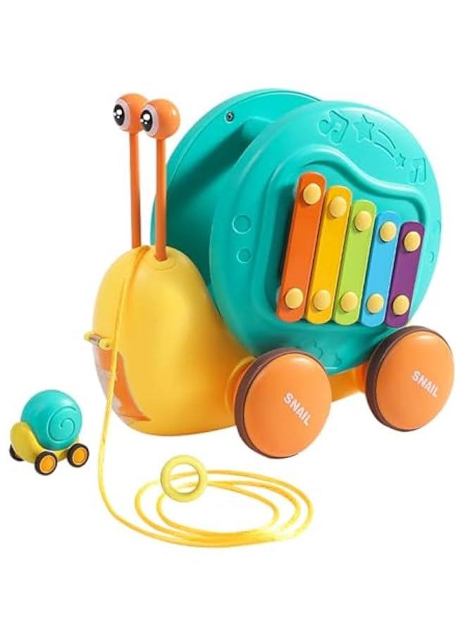 Pull Along Toddler Toys Snail Xylophone Toy Montessori Toddler Toys Learning Fine Motor Skills Busy Learners Toy Preschool Game for 2 3 4 Year Old 18 Months Girl Boy Kids