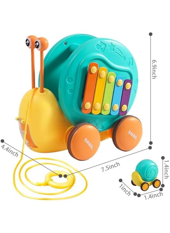 Pull Along Toddler Toys Snail Xylophone Toy Montessori Toddler Toys Learning Fine Motor Skills Busy Learners Toy Preschool Game for 2 3 4 Year Old 18 Months Girl Boy Kids