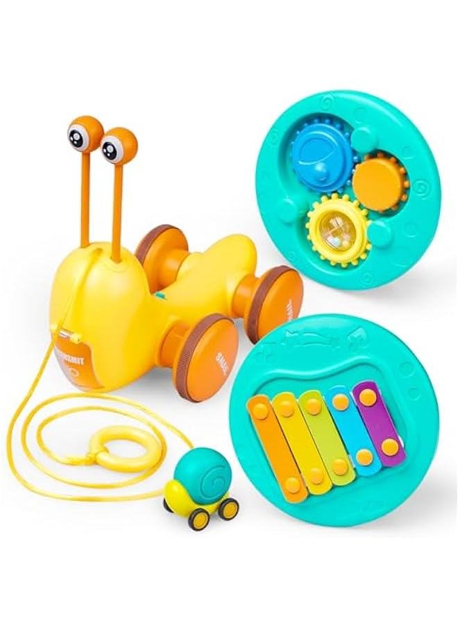 Pull Along Toddler Toys Snail Xylophone Toy Montessori Toddler Toys Learning Fine Motor Skills Busy Learners Toy Preschool Game for 2 3 4 Year Old 18 Months Girl Boy Kids