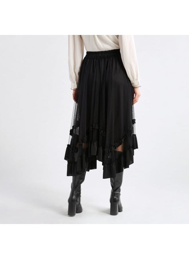 Textured Asymmetric Skirt with Ruffle Detail