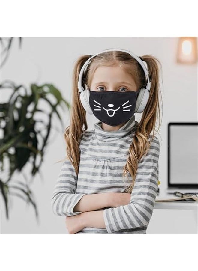 8PCS Cute Cat Face Mask, Kawaii Cotton Mouth Masks Reusable Washable Face Mask Anti-Dust Anime Masks for Women Men