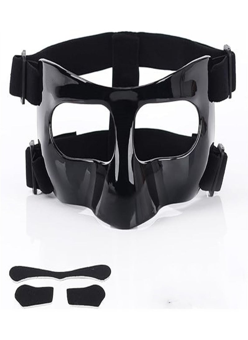 Nose Bone Fracture Nose Guard, Football and Basketball Sports Mask, Adult and Youth Adjustable, Unisex, Comfort Fit (Black)