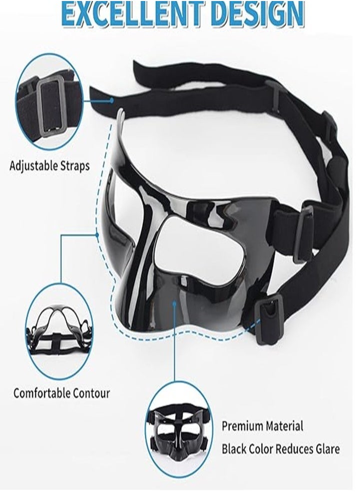 Nose Bone Fracture Nose Guard, Football and Basketball Sports Mask, Adult and Youth Adjustable, Unisex, Comfort Fit (Black)