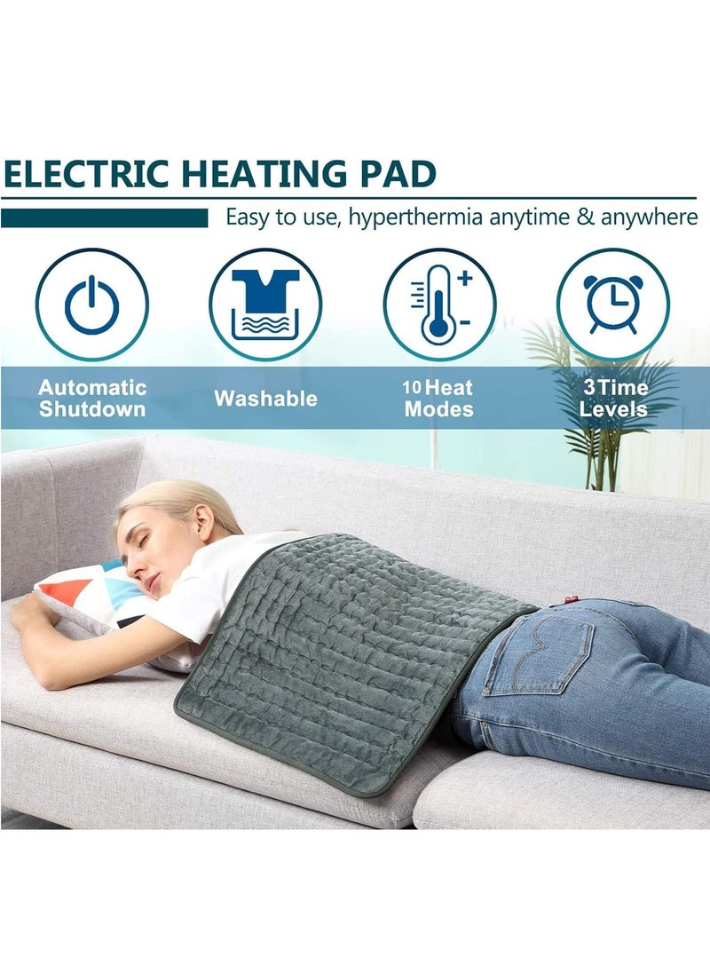 Heating Pad - Electric Heat Pad for Back Pain and Cramps Relief Electric Fast Heat Pad with 10 Heat Settings Auto Shut Off Machine Washable 12