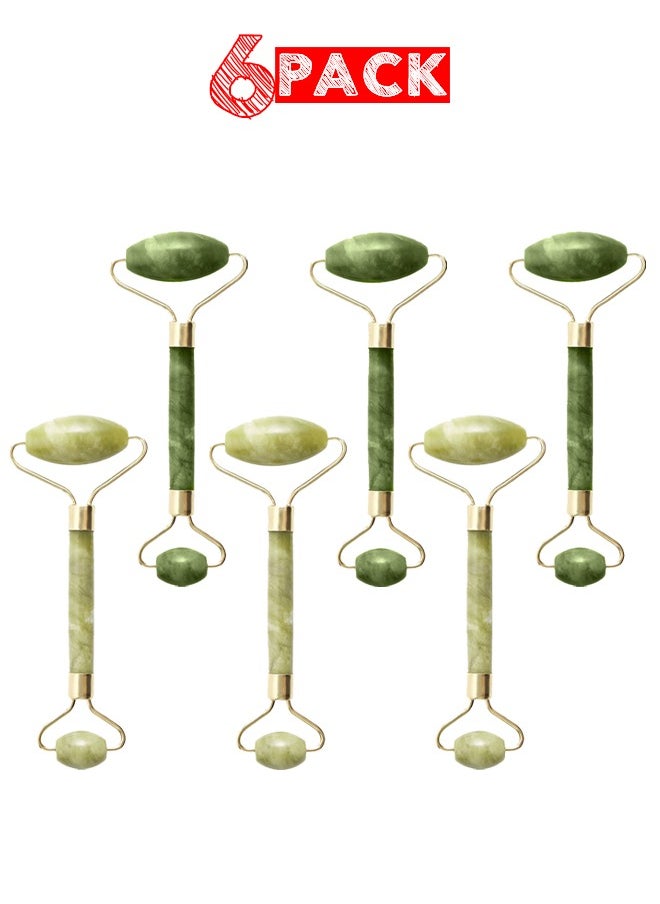 6 packs of Natural Jade Roller Double Jade Crystal Stone Facial Massager Green Color