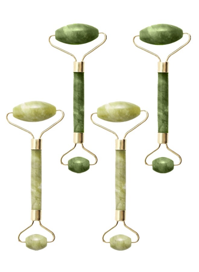 4 packs of Natural Jade Roller Double Jade Crystal Stone Facial Massager Green Color