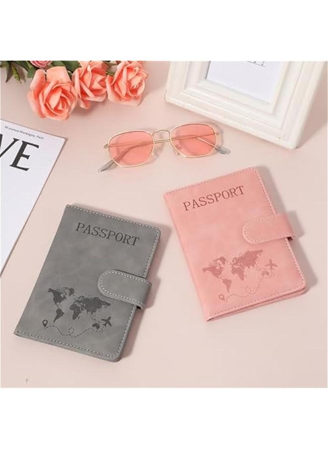 2 Pack Passport Holder for Travel, Passport Wallet Cover Case Waterproof RFID Blocking Passport Holder with Pen Holder Travel Must Haves Accessories, Passport Book Holders for Women and Men