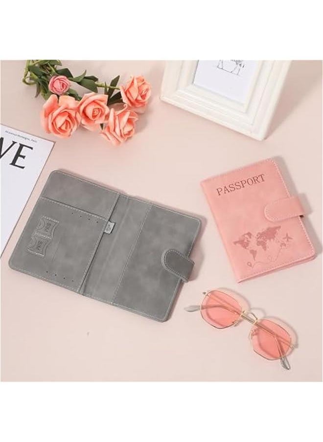 2 Pack Passport Holder for Travel, Passport Wallet Cover Case Waterproof RFID Blocking Passport Holder with Pen Holder Travel Must Haves Accessories, Passport Book Holders for Women and Men