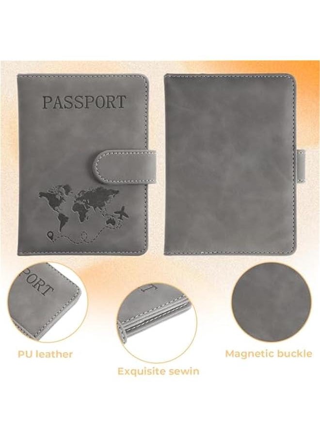 2 Pack Passport Holder for Travel, Passport Wallet Cover Case Waterproof RFID Blocking Passport Holder with Pen Holder Travel Must Haves Accessories, Passport Book Holders for Women and Men