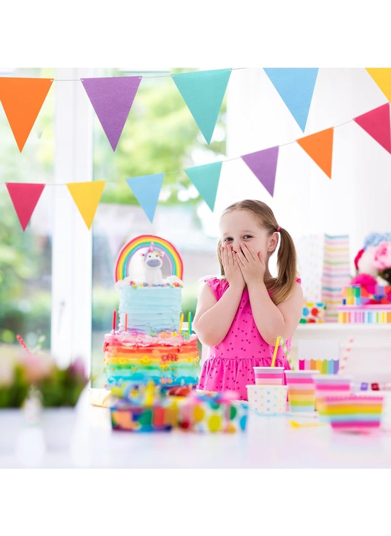 6 Sets Rainbow Pennant Banner Garland Multicolor Bunting Felt Fabric Pennant Banners Flags Rainbow Bunting for Birthday Party Festival Decorations (Vivid Colors)