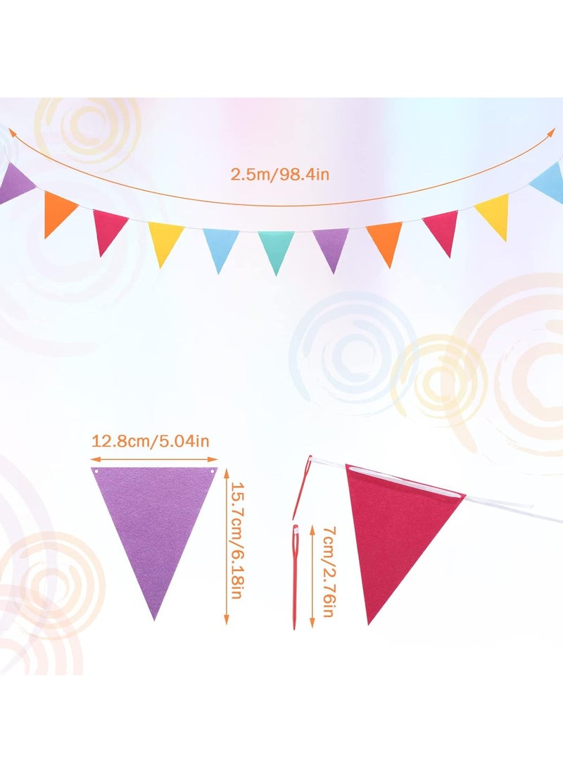 6 Sets Rainbow Pennant Banner Garland Multicolor Bunting Felt Fabric Pennant Banners Flags Rainbow Bunting for Birthday Party Festival Decorations (Vivid Colors)