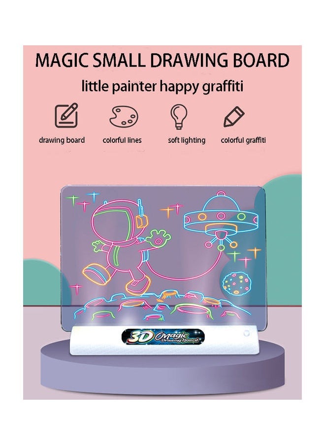 Kids 3D Drawing Board with Light Up Glow Draw Sketch Pad for Art Write Learning Educational Toys 24.5 x 19cm