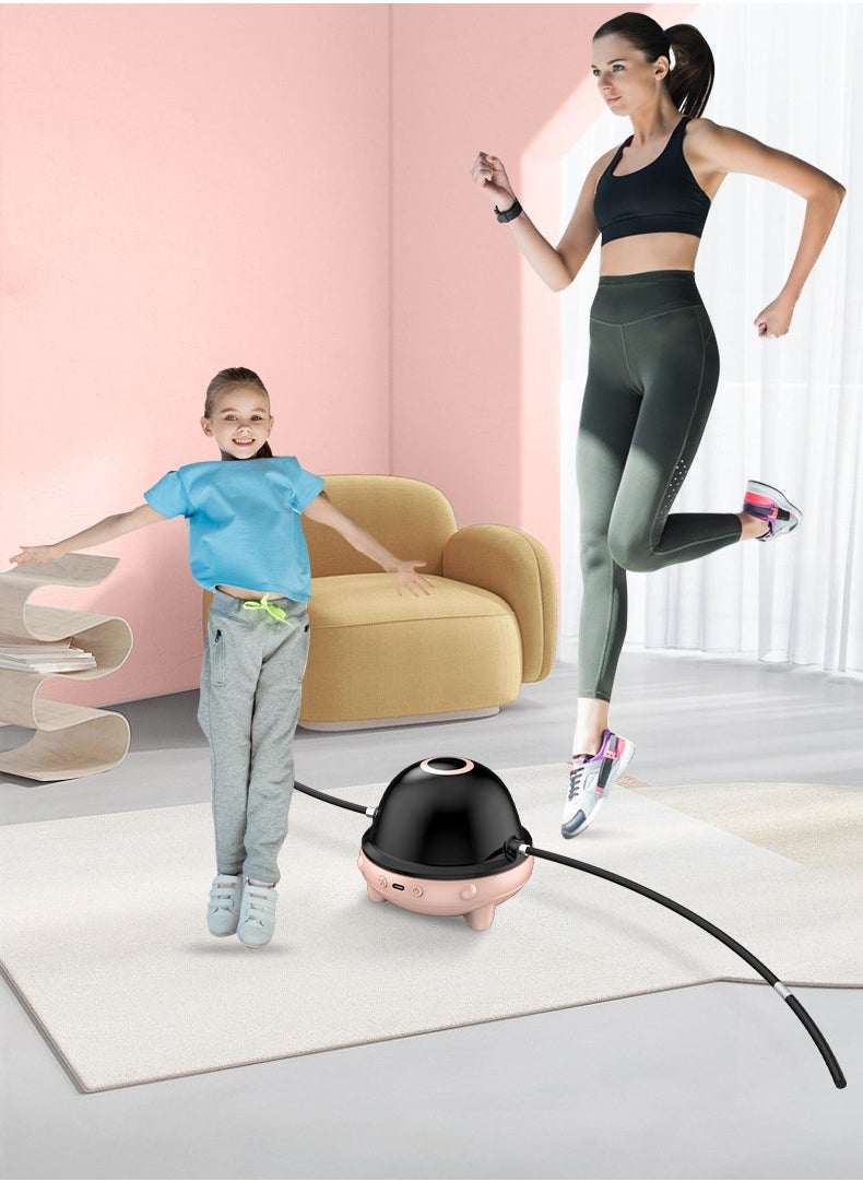 Automatic electronic counting electric remote control bluetooth music skipping rope machine  pink