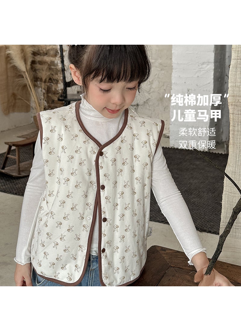 2024A Kids Double-Layer Cotton Vest Small floral