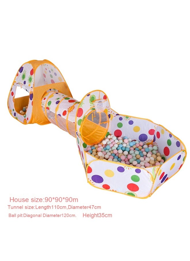 3-In-1 Pop Up Foldable Portable Indoor Outdoor Play Tent House With Tunnel And Ball Pool For Children