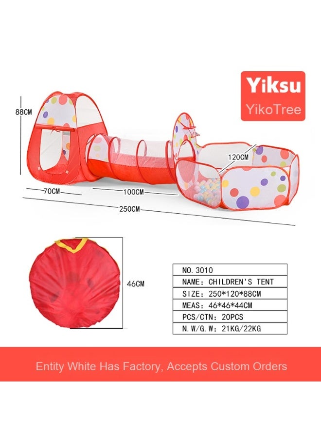 3-In-1 Pop Up Foldable Portable Indoor Outdoor Play Tent House With Tunnel And Ball Pool For Children